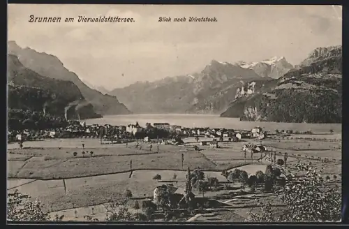 AK Brunnen a. Vierwaldstättersee, Gesamtansicht, Blick nach Urirotstock