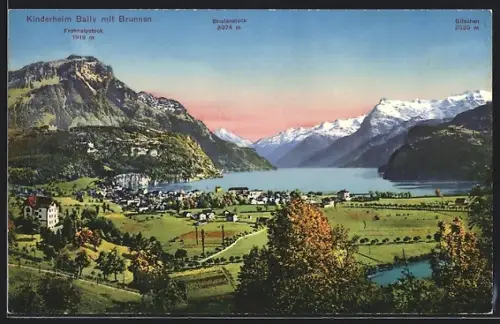 AK Brunnen, Teilansicht mit Kinderheim Bally, Bristenstock, Frohnalpstock und Gitschen