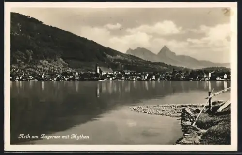 AK Arth am Zugersee, Teilansicht mit Mythen