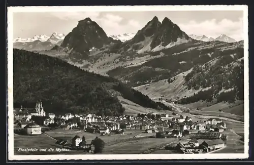 AK Einsiedeln, Gesamtansicht mit Blick nach den Mythen