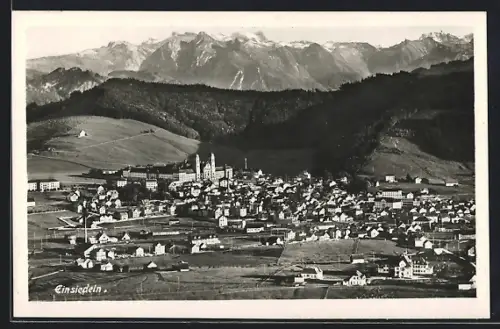 AK Einsiedeln, Teilansicht mit Bergen