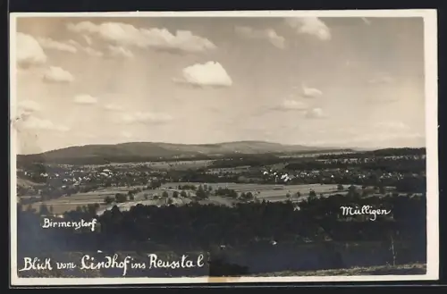 AK Birmenstorf, Blick vom Hotel Lindhof ins Reusstal mit Mülligen