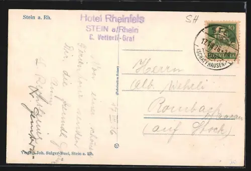 AK Stein a. Rhein, Ortsansicht vom Ufer aus