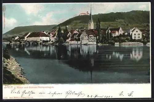 AK Stein a. Rhein, Ortsansicht mit Schloss Hohenklingen im Hintergrund