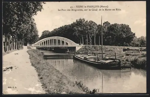 AK Vitry-le-Francois /Marne, Le Pont des Moignottes, sur le Canal de la Marne au Rhin