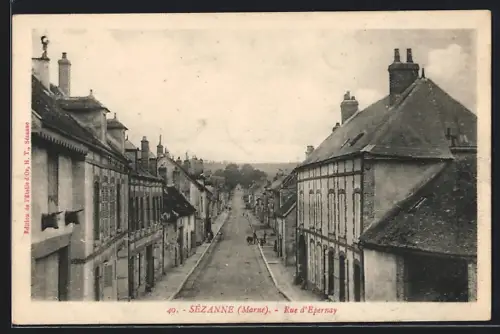AK Sézanne /Marne, Rue d`Epernay, Strassenpartie