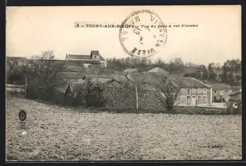 AK Togny-aus-Boeufs, Vue du pays à vol d`oiseau