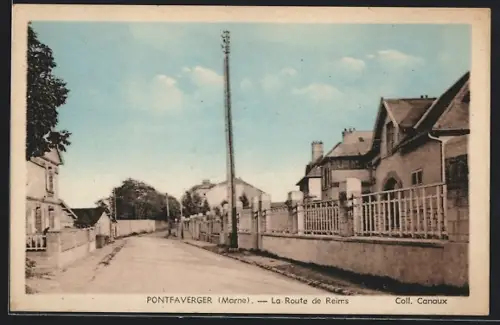 AK Pontfaverger /Marne, La Route de Reims