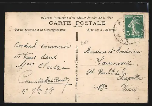 AK Pogny /Marne, Mairie décorée de la Croix de Guerre