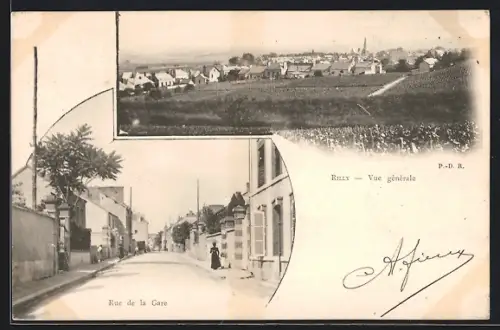 AK Rilly, Vue générale, Rue de la Gare