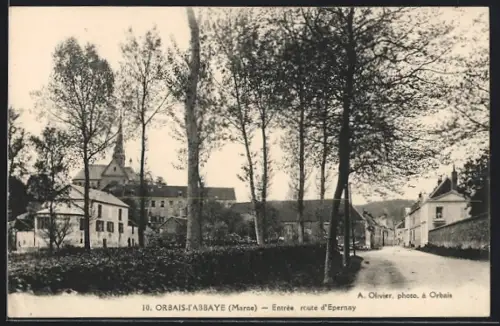 AK Orbais-l`Abbaye /Marne, Entrée route d`Epernay