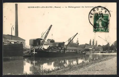 AK Sermaize-les-Bains, Le Déchargement des betteraves