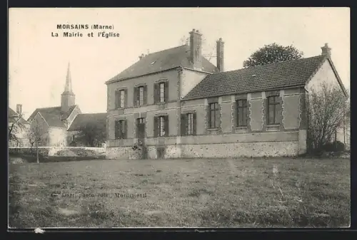 AK Morsains, La Mairie et l`Eglise