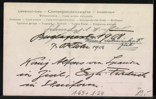 AK König Alfons von Spanien und Erzherzog Friedrich von Österreich beim Distanzritt Budapest - Wien