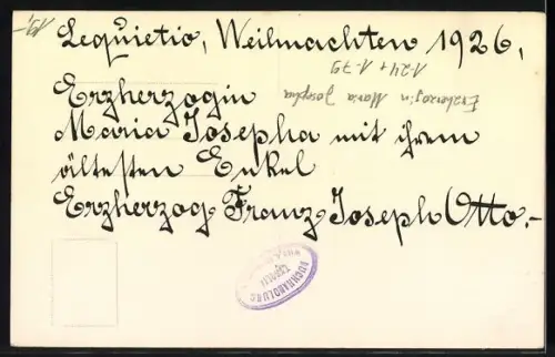 AK Erzherzogin Maria Josepha von Österreich mit ihrem ältesten Enkel Kronprinz Otto von Österreich im Gespräch