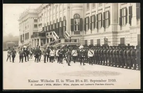 AK Wien, Kaiser Wilhelm II. besucht Kaiser Franz Josef I. von Österreich im September 1910