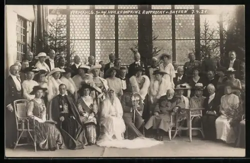 AK Gruppenbild zur Vermählung Kronprinz Rupprechts von Bayern 1921