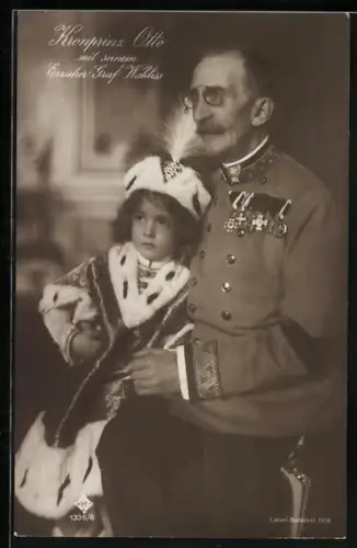 AK Kronprinz Otto von Österreich und sein Erzieher der Graf Wahliss