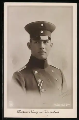 AK Kronprinz Georg von Griechenland in Uniform mit Schirmmütze