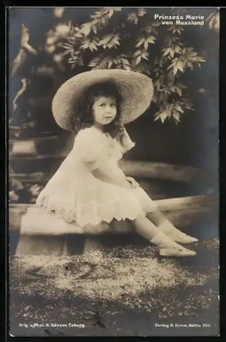 AK Prinzessin Marie von Russland mit Hut