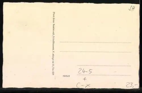 AK Schaffhausen, Hochwasser im Juni 1926, überschwemmte Ortspartie mit Boot