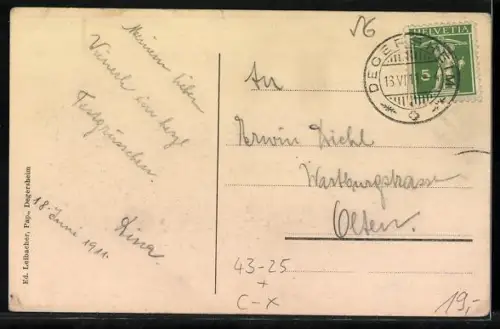 AK Degersheim, Toggenburger Sängerfest Juni 1911, Ortsansicht