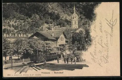 AK Vitznau, Blick zum Bahnhof