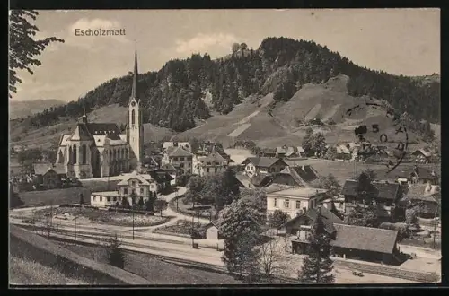 AK Escholzmatt, Blick zum Bahnhof
