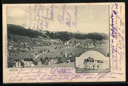 AK Grub /SG, Haus Rossbuhel, Gesamtansicht aus der Vogelschau