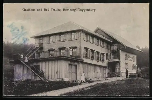 AK Hemberg /Toggenburg, Gasthaus und Bad Traube mit Aussentreppe