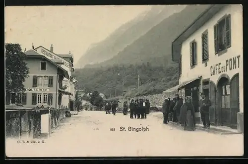 AK St. Gingolph, Strassenpartie des Ortes