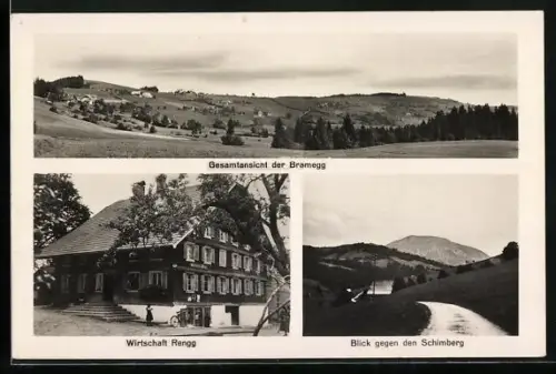AK Entlebuch, Bramegg, Gasthaus Wirtschaft Rengg, Blick gegen Schimberg, Gesamtansicht