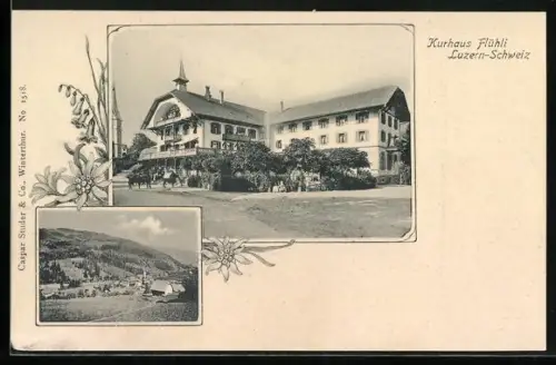 AK Flühli /Luzern, Kurhaus Flühli, Ortsansicht, Edelweiss