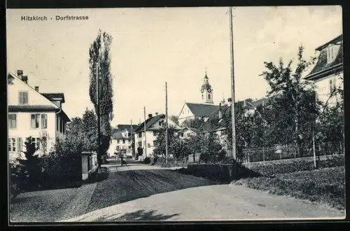 AK Hitzkirch, Dorfstrasse mit Kirchturm