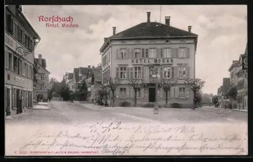 AK Rorschach, Hotel Bodan, Panorama mit Strassen