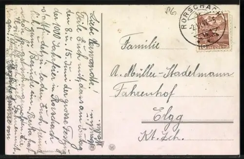 AK Rorschach, Ortsansicht mit Frosch-Chor