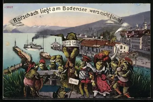 AK Rorschach, Frösche musizieren gemeinsam am Bodensee