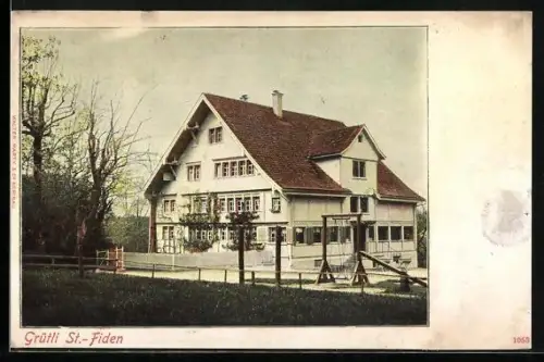AK St.-Fiden, Haus Grütli mit Spielplatz