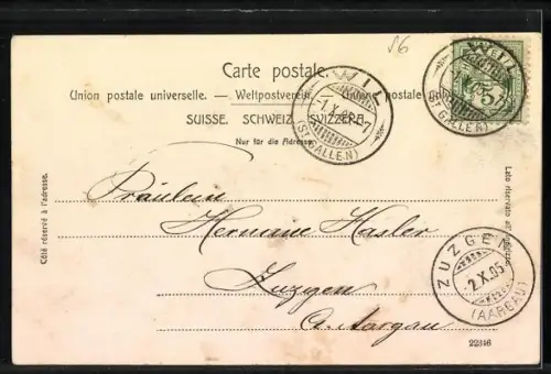 AK Wyl /SG, Rathaus mit Torbogen u. kleiner Versammlung