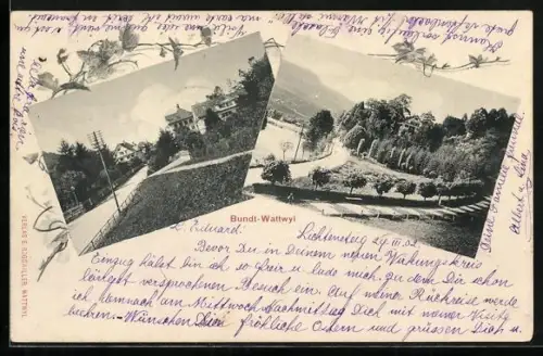 AK Bundt-Wattwyl, Strassenpartie mit Villen, Villa mit Anlage, Strasse u. Ortsblick