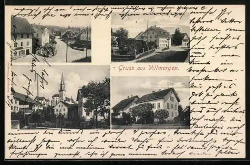AK Villmergen, Strassenpartien, Ortspartie mit Kirche, Gebäudeansicht