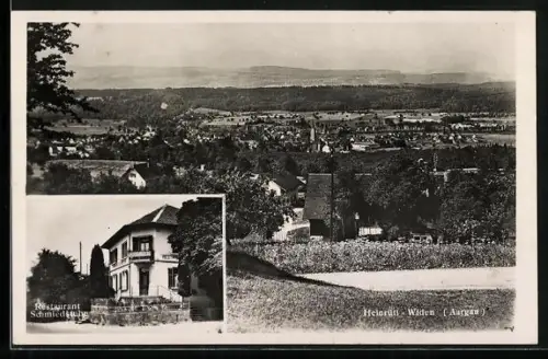 AK Widen /Aarg., Heinrüti, Restaurant Schmiedstube, Gesamtansicht mit Fernblick