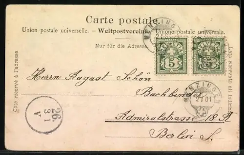 AK Menzingen, Dorfeingang westl., Post, Strassenpartien