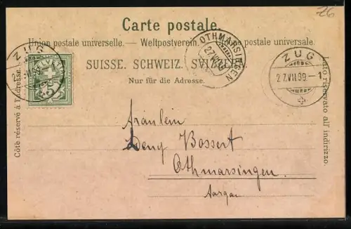 Lithographie Zug, Zytthurm, Quai-Ansicht und Gesamtansicht