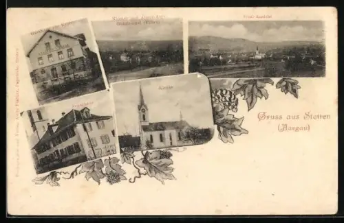 AK Stetten /Aargau, Gasthaus zur Krone, Kloster und Altersasyl Gnadenthal (Fähre), Totalansicht