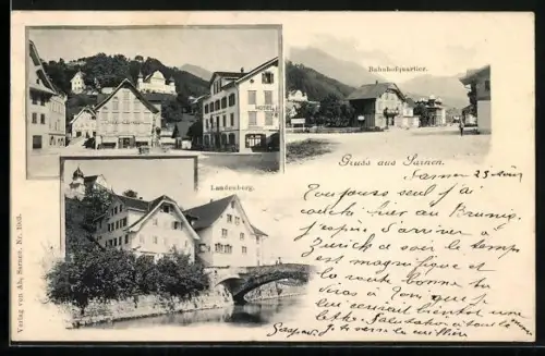 AK Sarnen, Gasthaus Landenberg, Bahnhofquartier