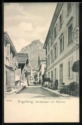 AK Engelberg /OW, Dorfstrasse mit Hahnen