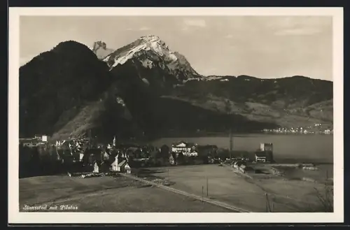 AK Stansstad, Teilansicht mit Pilatus