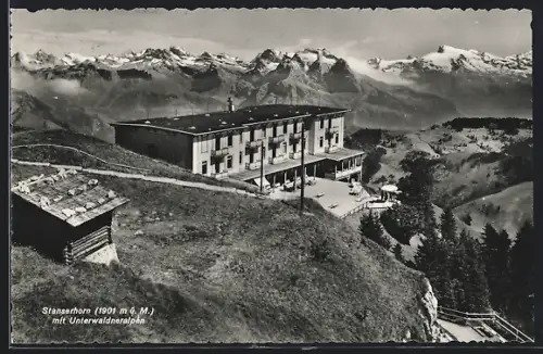 AK Stanserhorn-Kulm, Hotel mit Unterwaldneralpen
