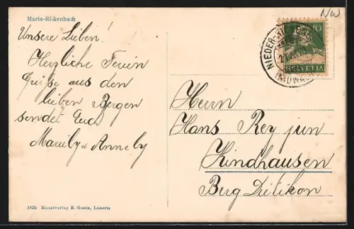 AK Maria-Rickenbach, Panorama mit Bergen